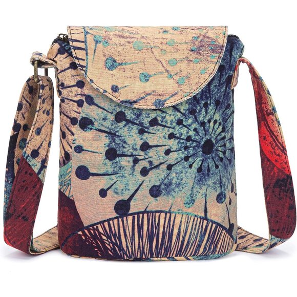 Women Multi Retro Small Size Canvas Shoulder Bag Hippie Boho Crossbody Handbag - Picture 1 of 9